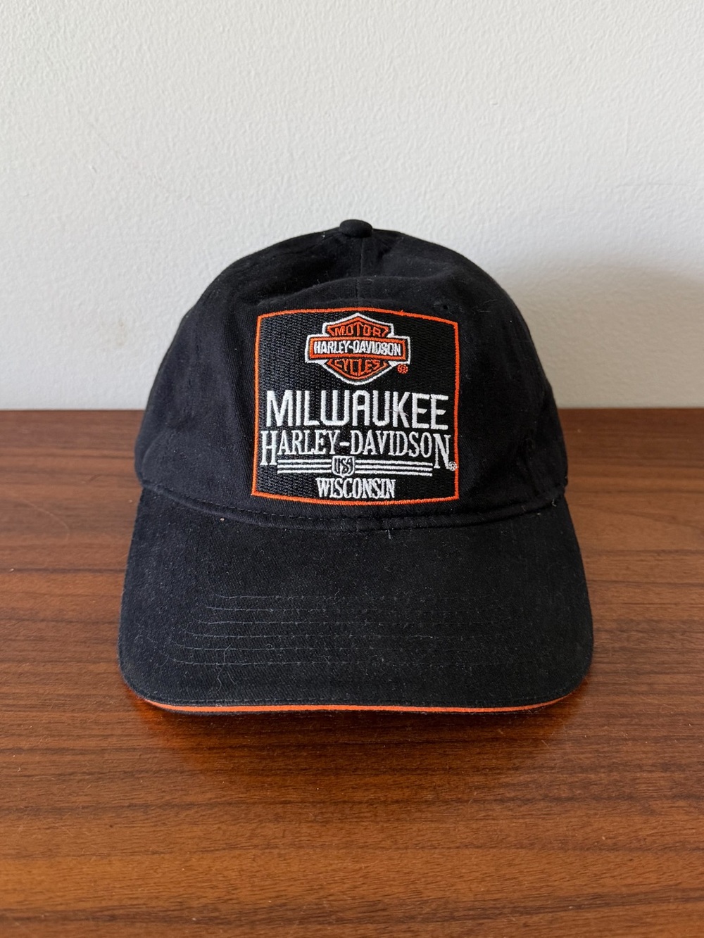 Harley-Davidson Milwaukee Wisconsin Black Adjustable Hat Embroidered Logo Cap